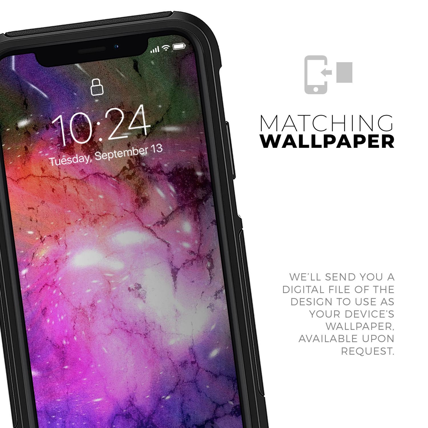 Warped Neon Color-Splosion Skin Kit for iPhone OtterBox Cases featuring vibrant colors and a sleek design.